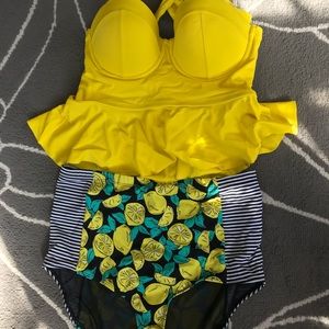 Torrid Lemon print swim bottoms/reserved